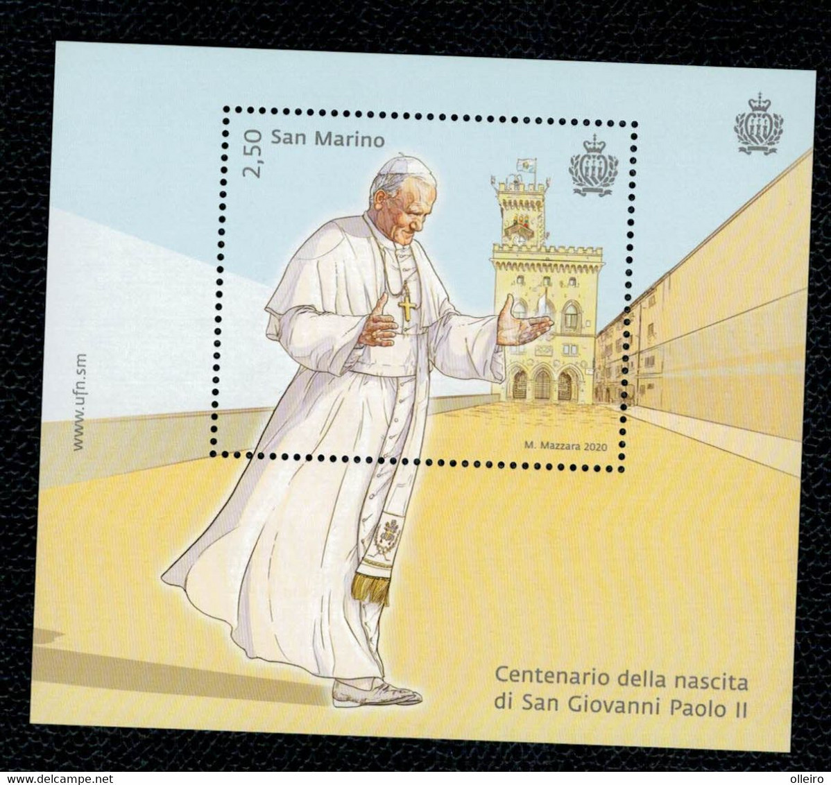 San Marino 2020 Centenario Della Nascita Di Di San Giovanni Paolo II 1v In Foglietto Complete Set ** MNH - Nuovi