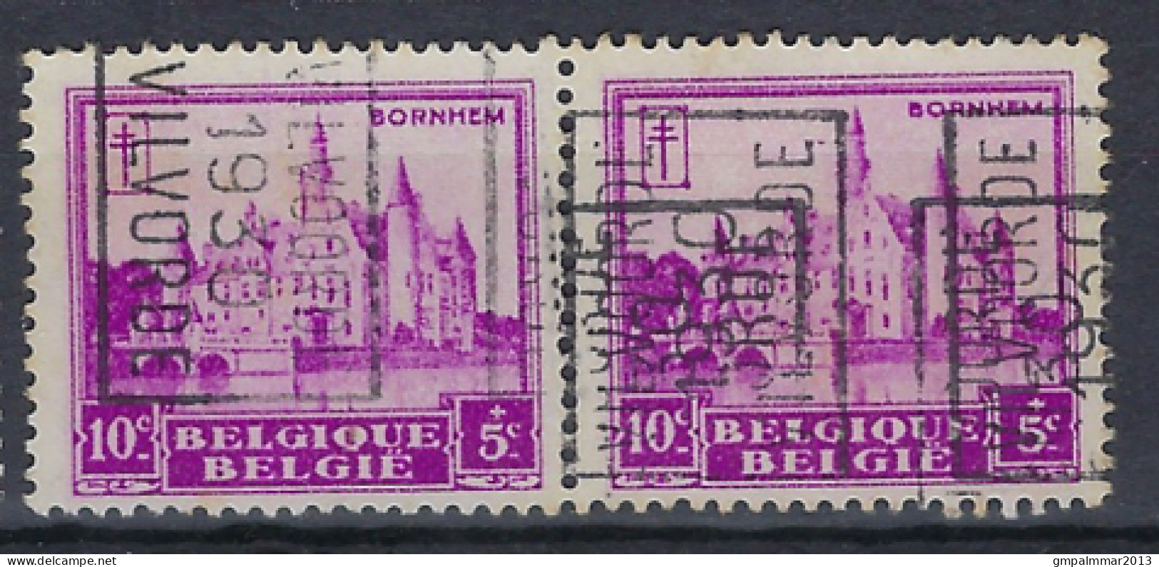 CURIOSITEIT KASTEEL BORNHEM Nr. 308 Voorafgestempeld Nr. 5997 A + B  VILVOORDE 1930 VILVORDE ; Staat Zie Scan ! LOT 348 - Rolstempels 1930-..