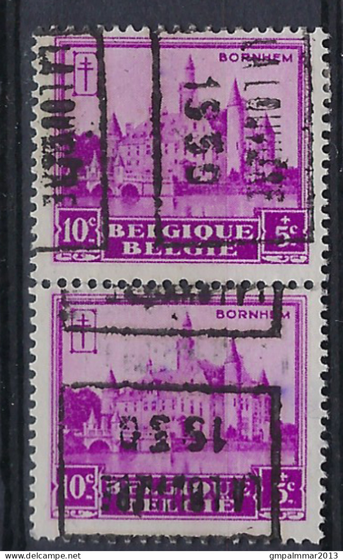 CURIOSITEIT KASTEEL BORNHEM Nr. 308 Voorafgestempeld Nr. 5970 B + D  LA LOUVIERE 1930 ; Staat Zie Scan ! LOT 348 - Roller Precancels 1930-..