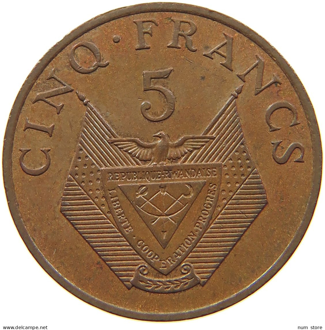 RWANDA 5 FRANCS 1977  #MA 067469 - Rwanda