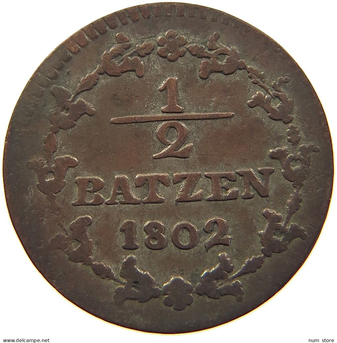 SCHWEIZ 1/2 BATZEN 1802 HELVETISCHE REPUBLIK #MA 104307 - Autres & Non Classés