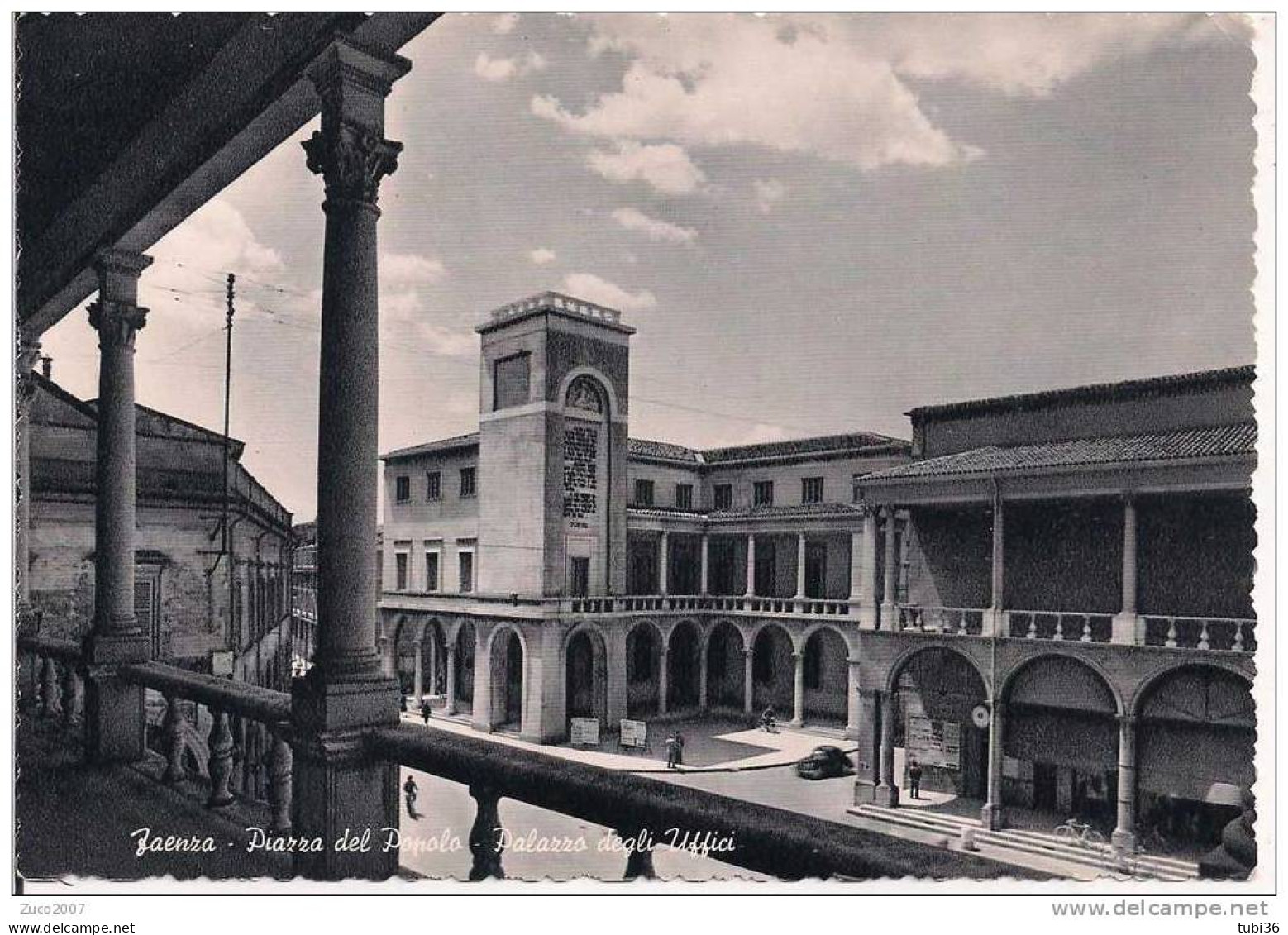 FAENZA - PIAZZA DEL POPOLO - PALAZZO DEGLI UFFICI - B/N  N/V  - ANNI 50 - Faenza