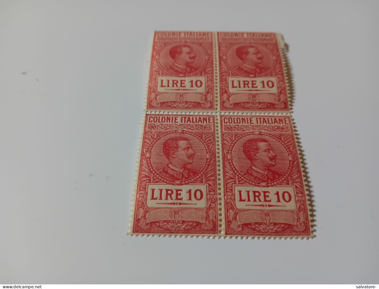 QUARTINA NUOVA MARCHE DA BOLLO COLONIE ITALIANE LIRE 10 NON LINGUELLATE - Revenue Stamps