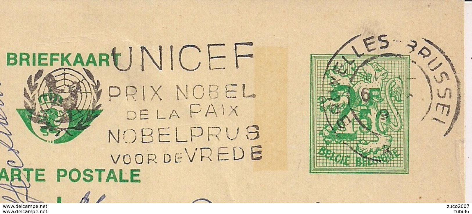 BRUXELLES,CARTE POSTALE ,1971,TIMBRO POSTE TARGHETTA " UNICEF  PRIX....................................",FIRENZE,ITALIA, - Lettres & Documents