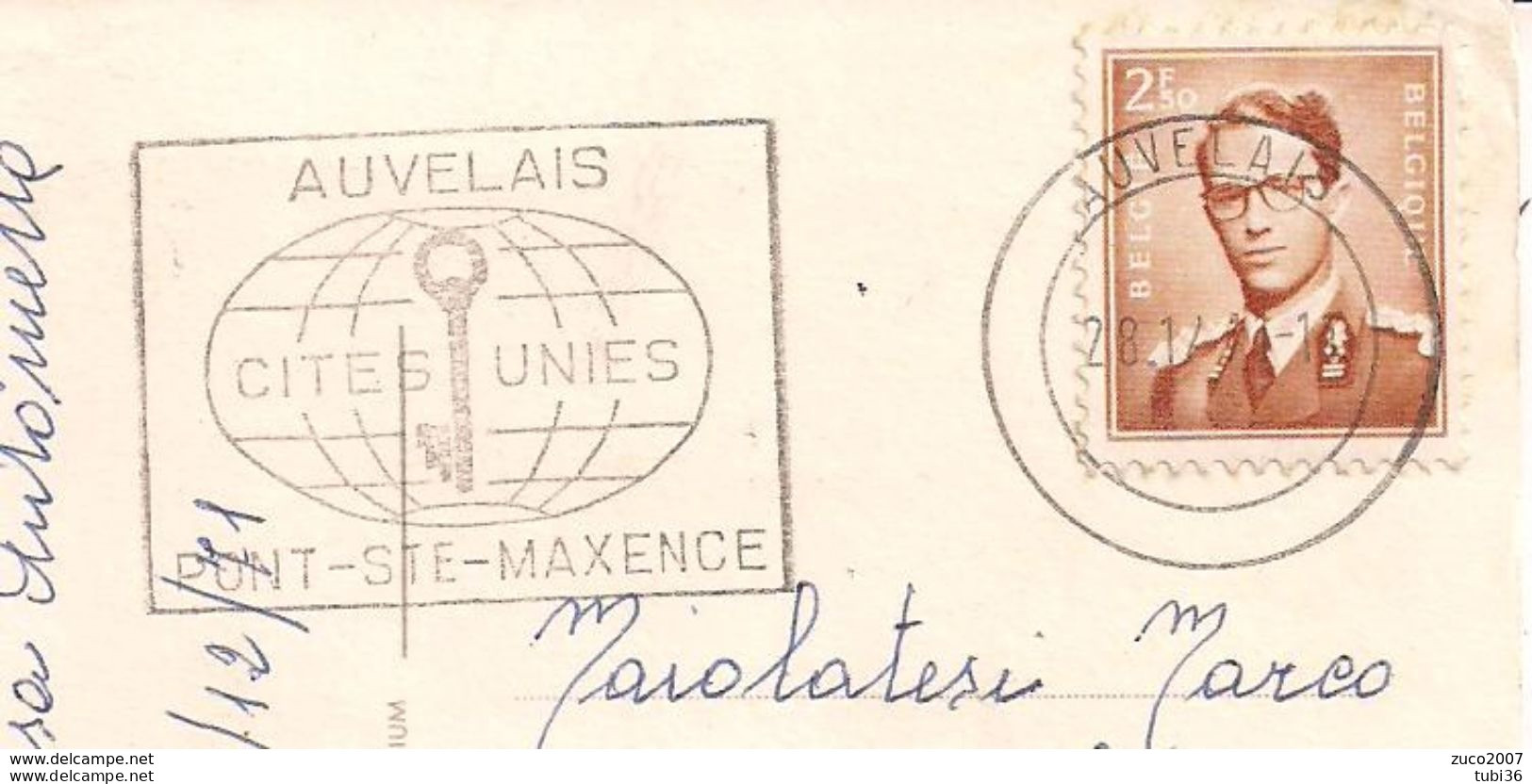 AUVELAIS - TIMBRO POSTE TARGHETTA " CITES UNIES................" ,1971, BONNE ANNEE, - Lettres & Documents