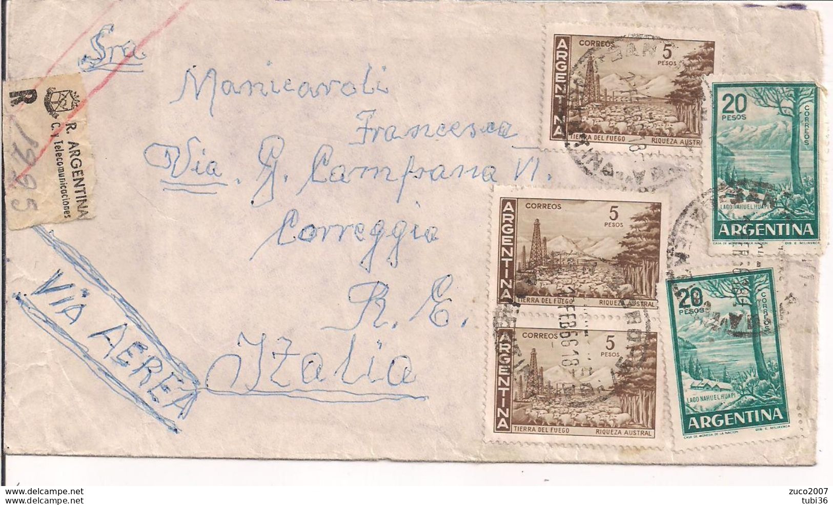 ARGENTINA- LETTERA VIA AEREA RACCOMANDATA -  TIMBRO POSTE BUENOSAIRES, 1966 - REGGIO EMILIA - Covers & Documents