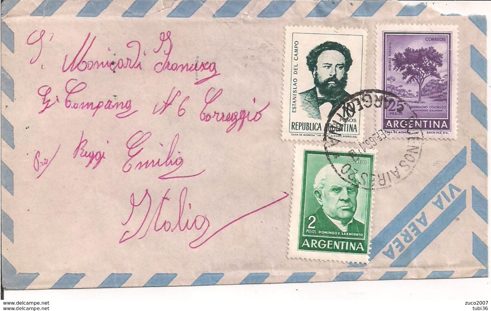 ARGENTINA- LETTERA TIMBRO POSTE BUENOSAIRES, 1966 - REGGIO EMILIA - Storia Postale