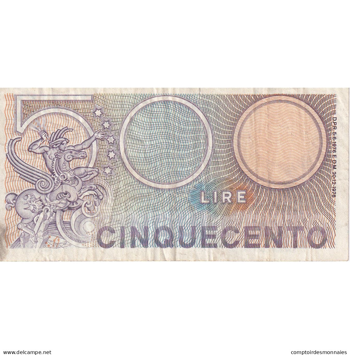 Italie, 500 Lire, 1976, 1976-12-20, KM:95, TB+ - 500 Liras