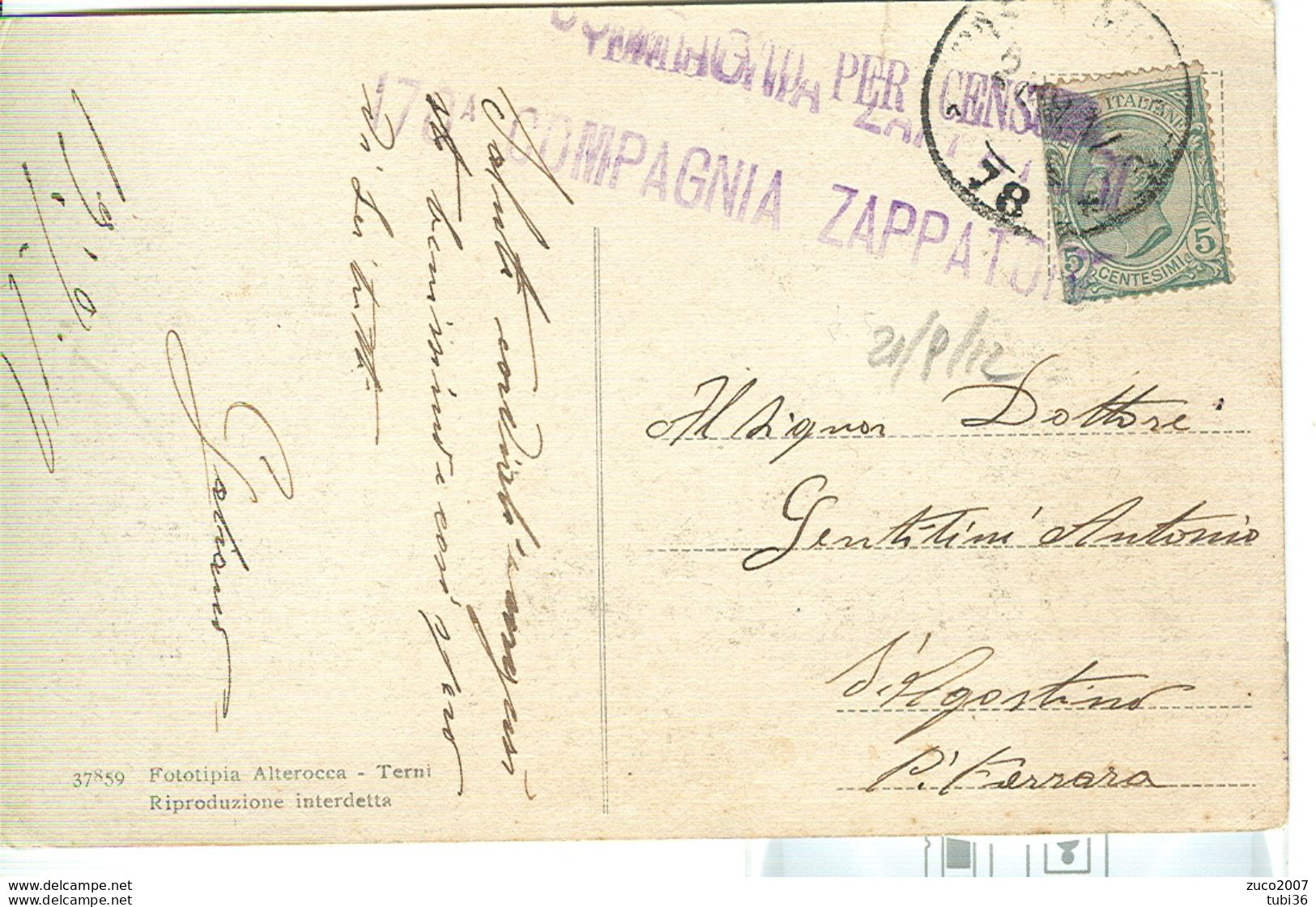 COMPAGNIA ZAPPATORI - POSTA MILITARE 78 - 21/09/1912 - GORIZIA VEDUTA SALCANO - - Trentin & Trieste