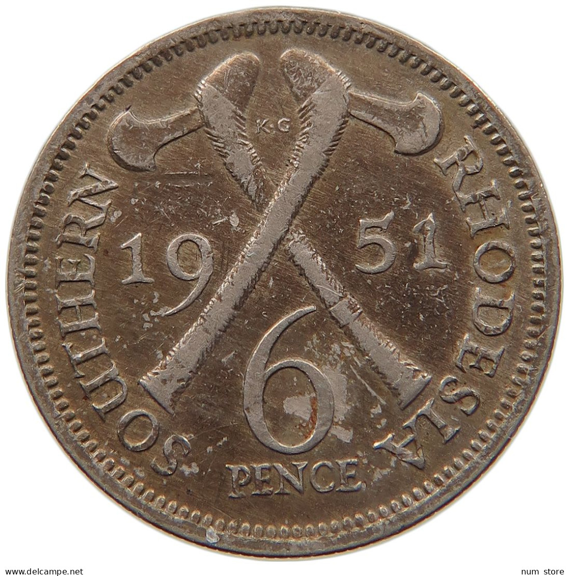 RHODESIA 6 PENCE 1951 GEORGE VI. (1936-1952) #MA 066877 - Rhodesia