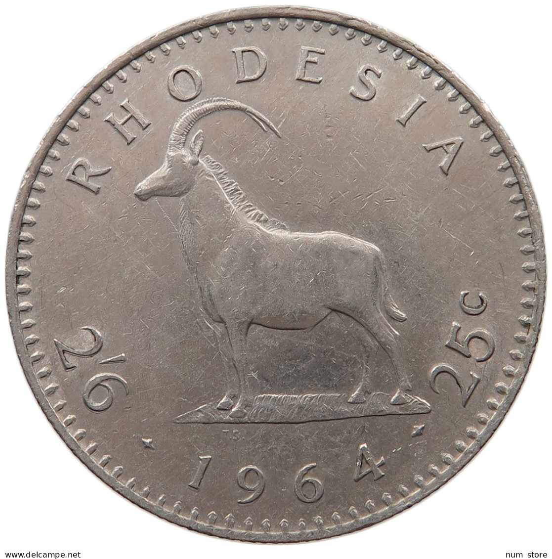 RHODESIA 25 CENTS 1964 ELIZABETH II. (1952-2022) #MA 067458 - Rhodesia