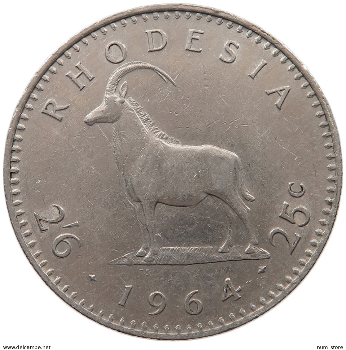 RHODESIA 25 CENTS 1964 ELIZABETH II. (1952-2022) #MA 067458 - Rhodesien