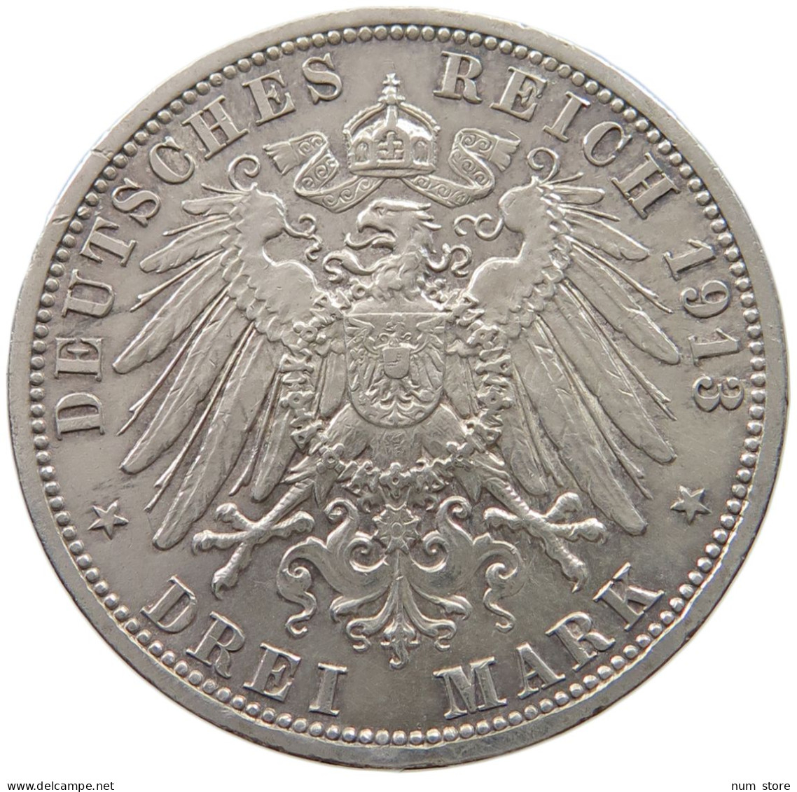 PREUSSEN 3 MARK 1913 A WILHELM II. (1891-1918) #MA 000053 - 2, 3 & 5 Mark Argent