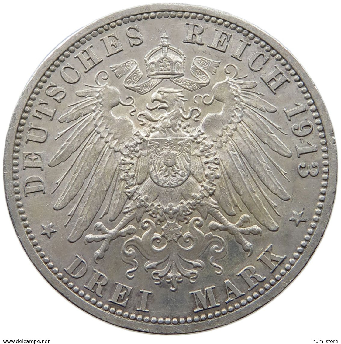 PREUSSEN 3 MARK 1913 WILHELM II. #MA 020868 - 2, 3 & 5 Mark Plata