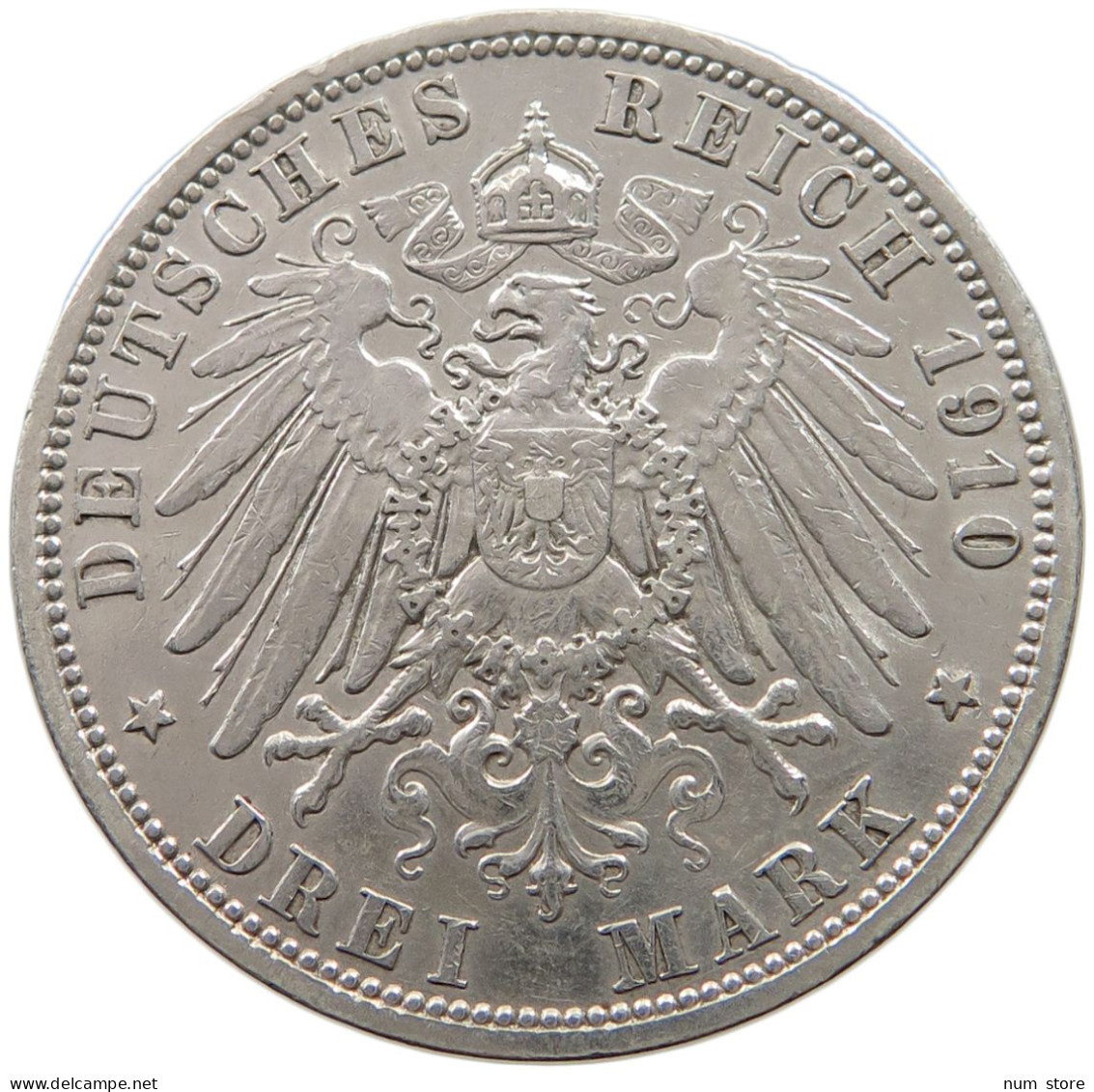 PREUßEN 3 MARK 1910 A  #MA 000986 - 2, 3 & 5 Mark Silber