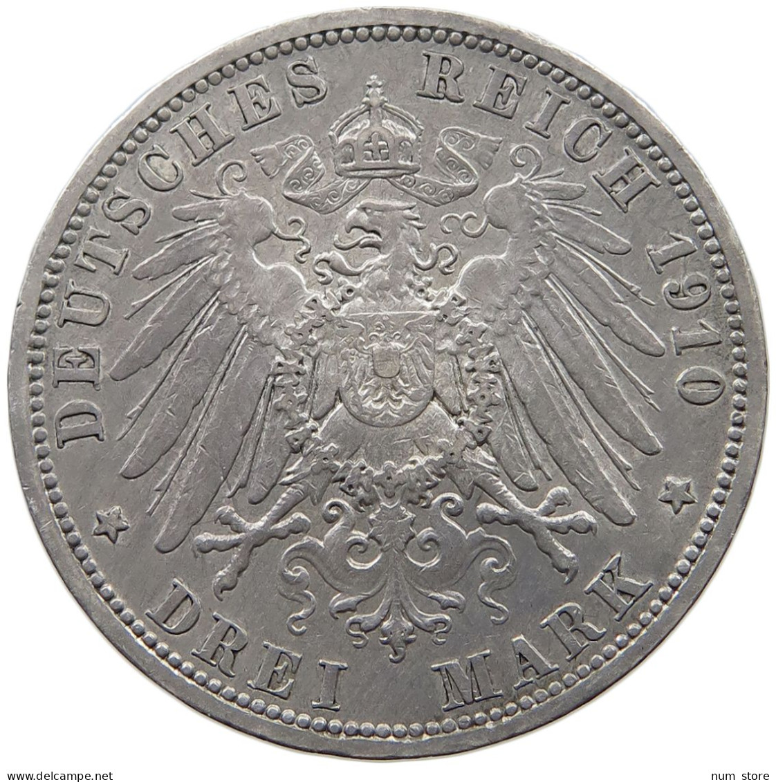 PREUSSEN 3 MARK 1910 WILHELM II. 1888-1918. #MA 020857 - 2, 3 & 5 Mark Argent