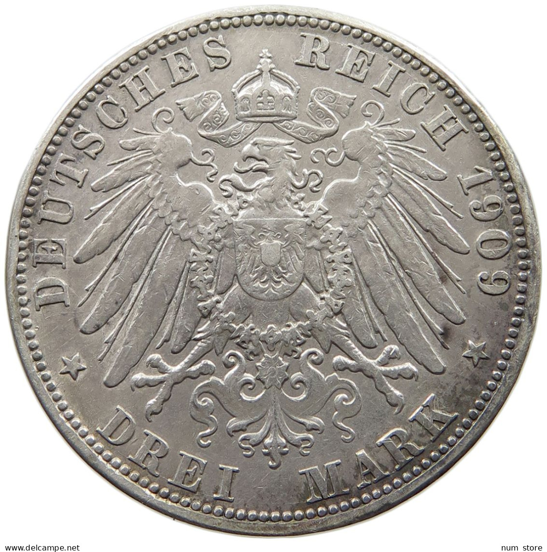 PREUSSEN 3 MARK 1909 WILHELM II. 1888-1918. #MA 020856 - 2, 3 & 5 Mark Silver