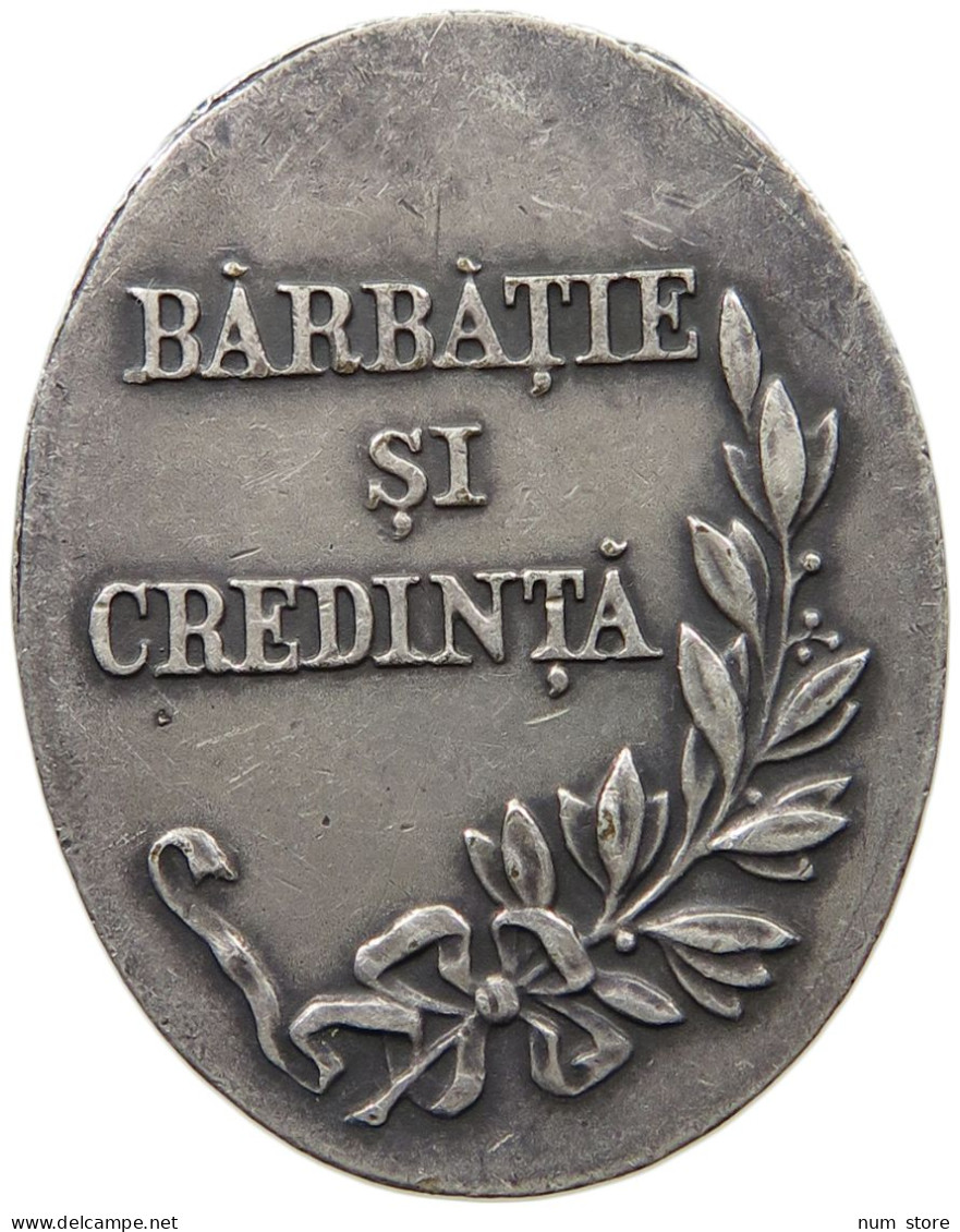 ROMANIA MEDAILLE O.J. CAROL I. BARBATIE SI CREDINTA SILBER OVAL MEDAILLE #MA 011812 - Roumanie
