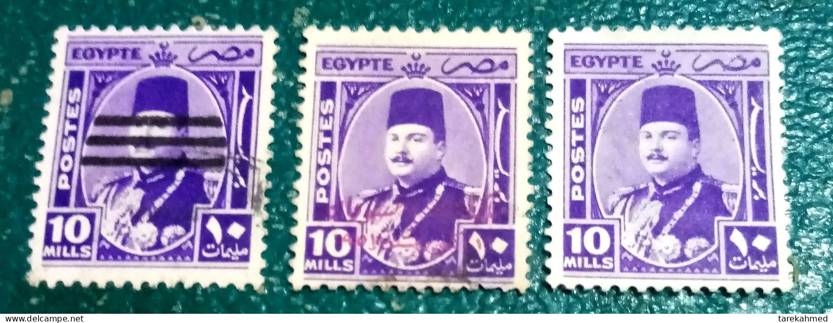 Egypt 1945, 3 Stamps Of Farouk Stamps ( Regular, 3 Bars Cancel, Overprinted King Of Egypt) - Gebruikt