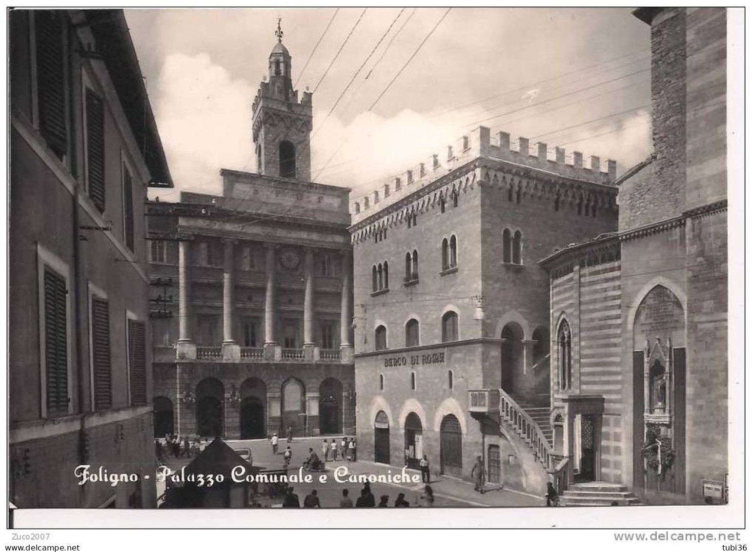 FOLIGNO - PALAZZO COMUNALE E  CANONICHE - B/N VIAGGIATA 1959 - ANIMATA  - - Foligno