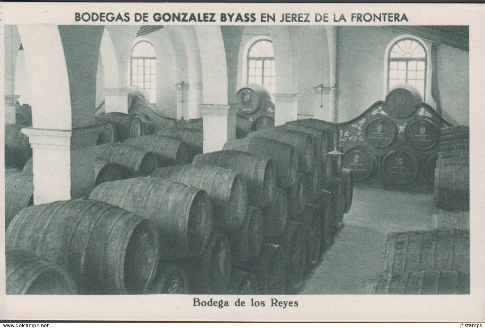 1930. ESPANA. Fine Postcard With Sherry Motive. BODEGAS DE GONZALEZ BYASS EN JEREZ DE LA FRONTERA. Bodega ... - JF445082 - Autres & Non Classés