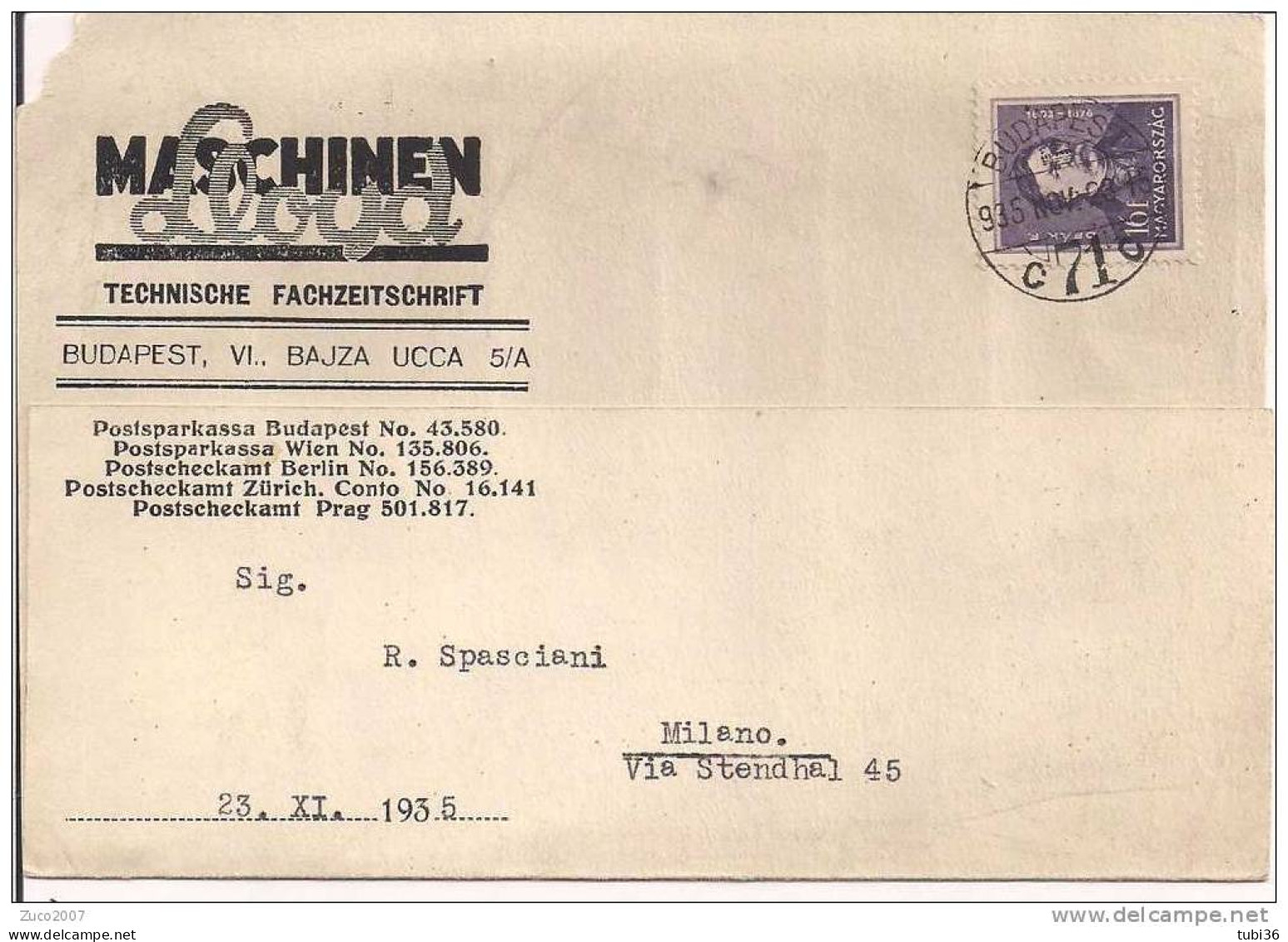 MASCHINEN LLOYD  - BUDAPEST - RECHNUNG -  1935 - CON MARCA DA BOLLO - Other & Unclassified