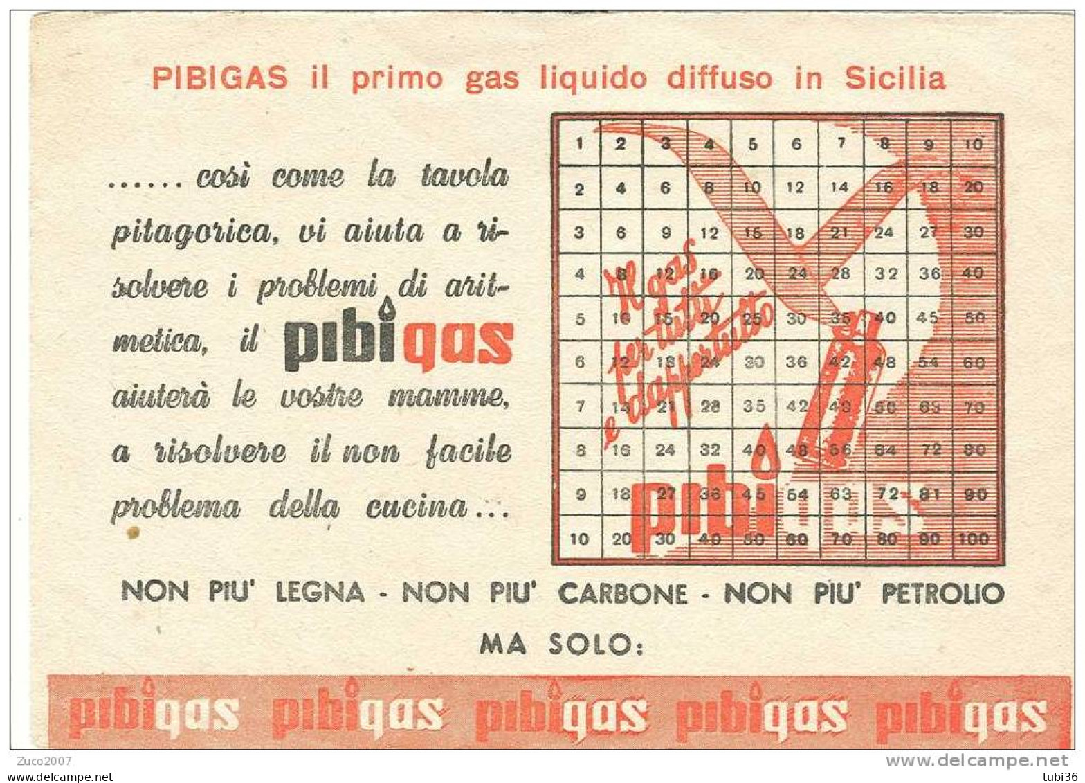 PIBIGAS - CARTA PUBBLICITARIA  DIFFUSIONE GAS IN SICILIA. - Elektriciteit En Gas