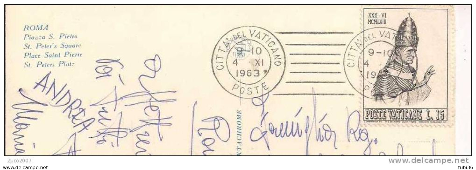 CARTOLINA  CON AFFRANCATURA   L. 15 - TIMBRO POSTE VATICANO  1963 - - Storia Postale