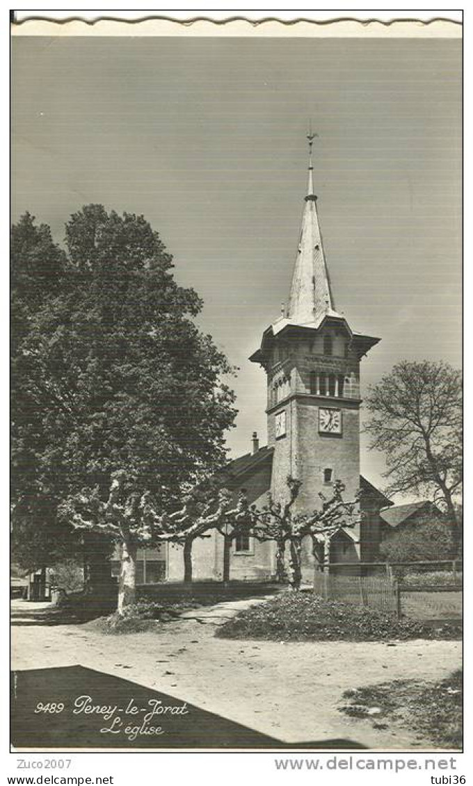 Peney Le Jorat, L'Eglise, Carte Postale, En Noir Et Blanc, Utilisé 1952, L'Italie, La Petite Taille 9 X 14, - Jorat-Mézières