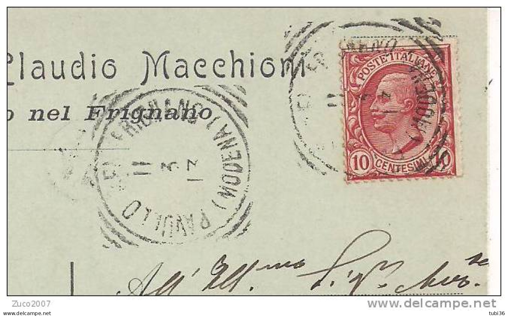 STORIA POSTALE -TIMBRO POSTE PAVULLO NEL FRIGNANO, TONDORIQUADRATO  , SU CARTOLINA VIAGGIATA  1913 , PER  MODENA, - Storia Postale (Posta Aerea)