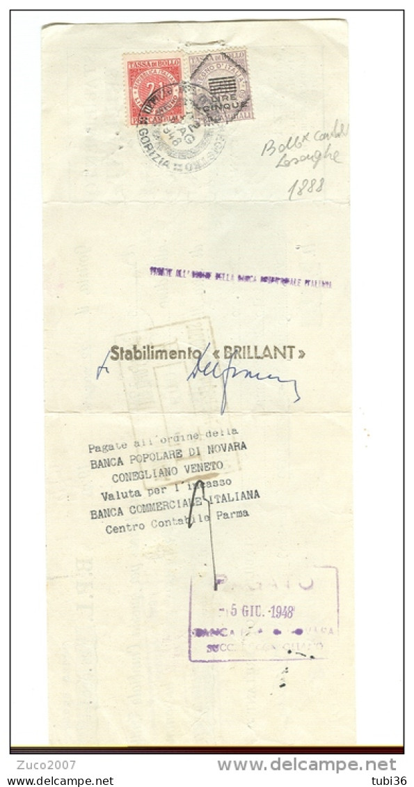 BOLLI CAMBIALI, TASSA DI  BOLLO REPUBBLICA  ABBIANTA TASSA DI BOLLO REGNO,  1948,  RR - Fiscales