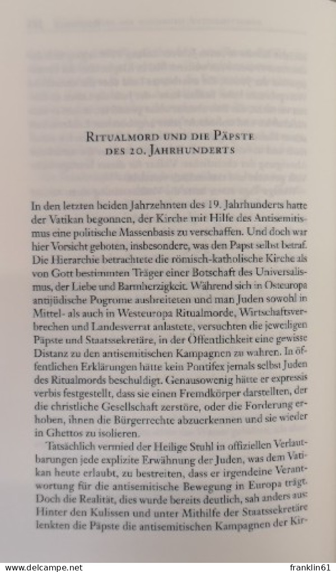 Die Päpste gegen die Juden. Der Vatikan und die Entstehung des modernen Antisemitismus.