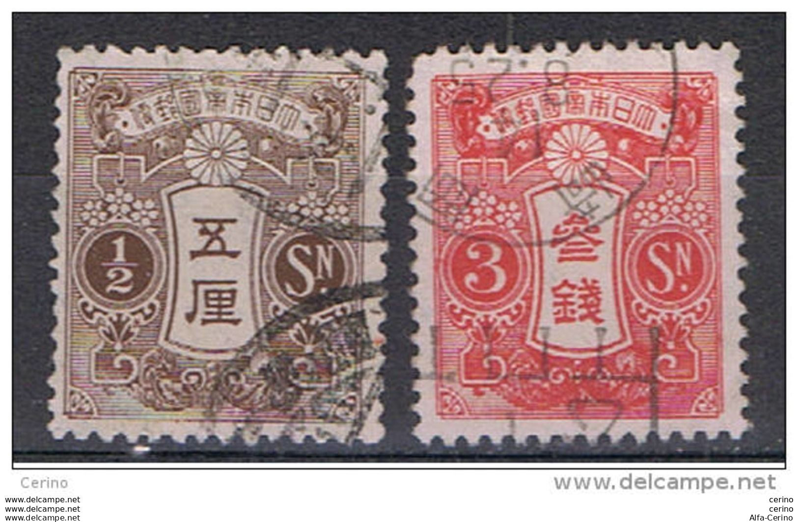 JAPAN:  1913  COAT  OF  ARMS  -  2  USED  STAMPS  -  YV/TELL. 117 + 121 - Used Stamps
