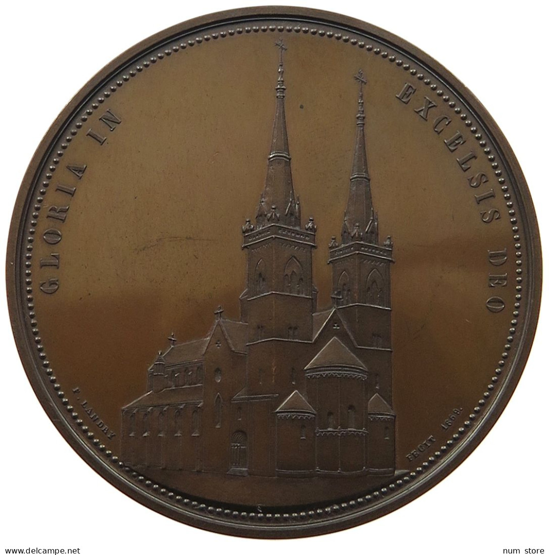 SCHWEIZ-NEUENBURG MEDAILLE 1868-1869 (V. F. LANDRY) A. D. RESTAURIERUNG DER STIFTSKIRCHE (COLLÉGIALE) #MA 014821 - Autres & Non Classés