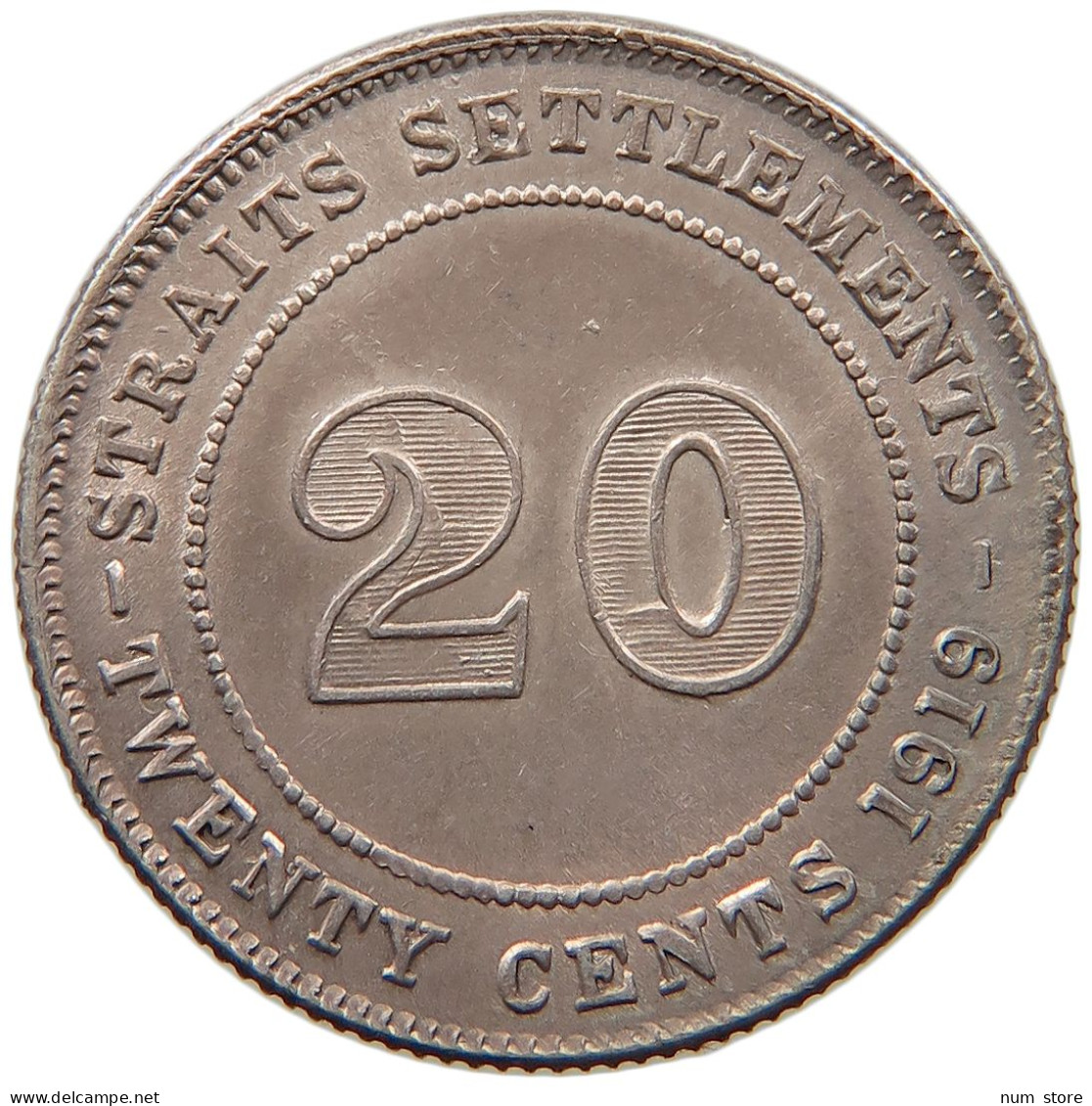 STRAITS SETTLEMENTS 20 CENTS 1919 GEORGE V. (1910-1936) #MA 068561 - Colonies
