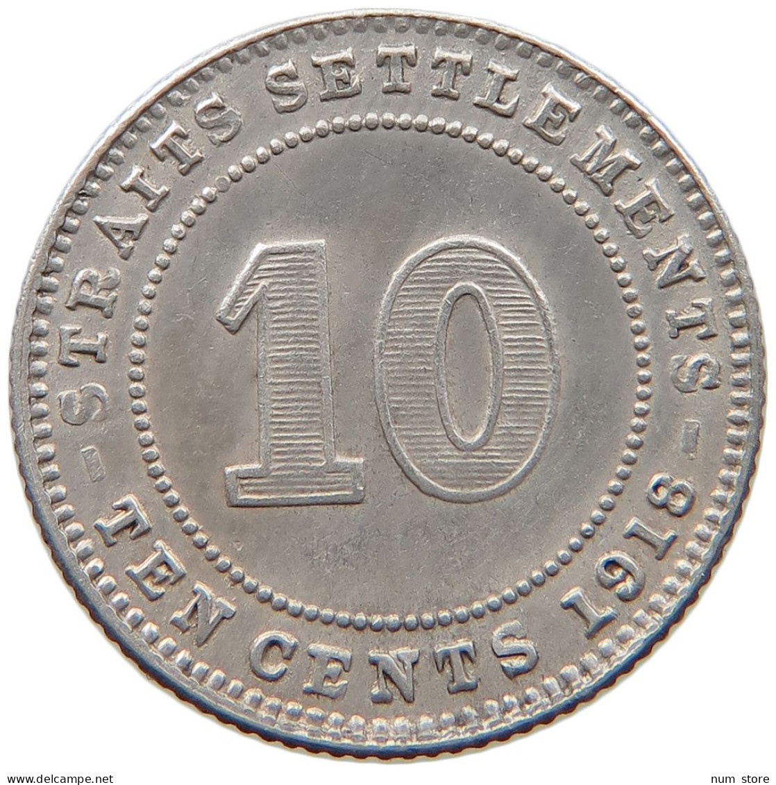 STRAITS SETTLEMENTS 10 CENTS 1918 GEORGE V. (1910-1936) #MA 068864 - Colonie