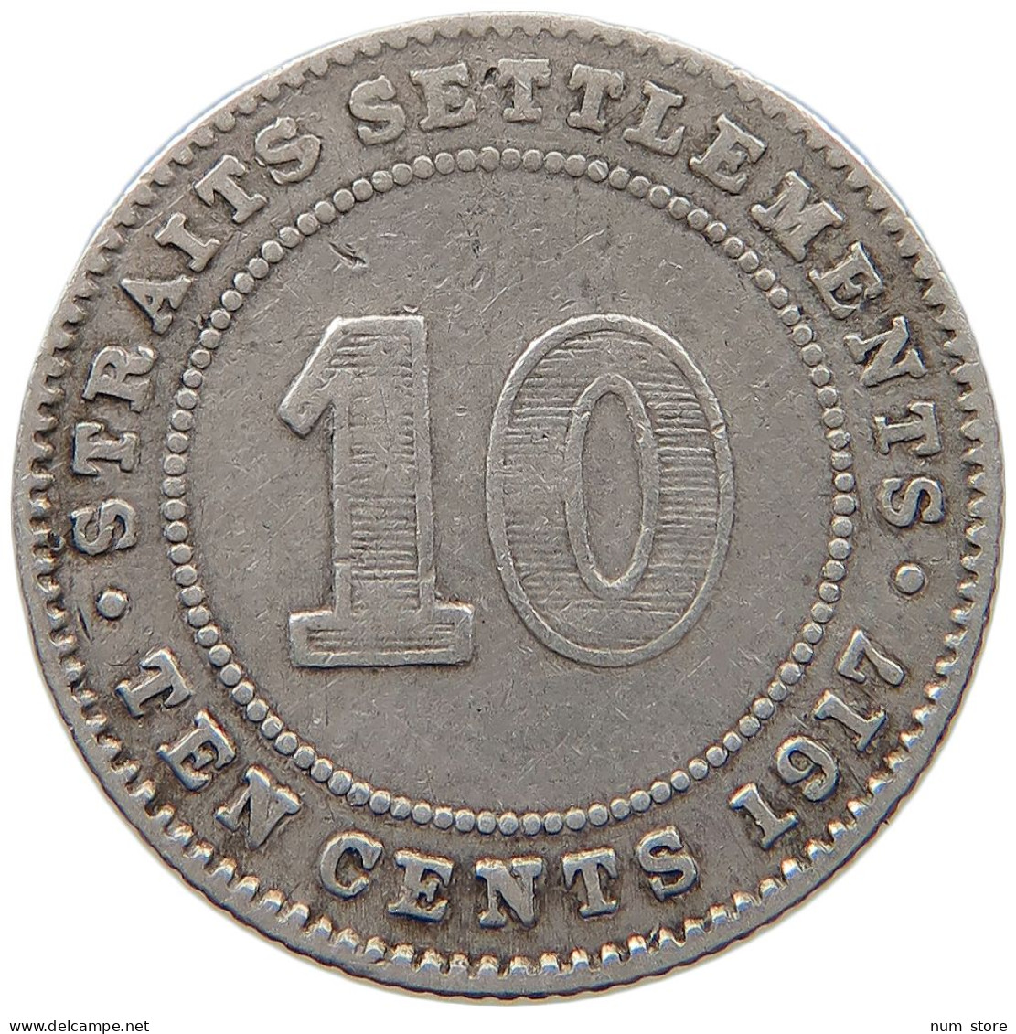 STRAITS SETTLEMENTS 10 CENTS 1917 GEORGE V. (1910-1936) #MA 068295 - Colonie