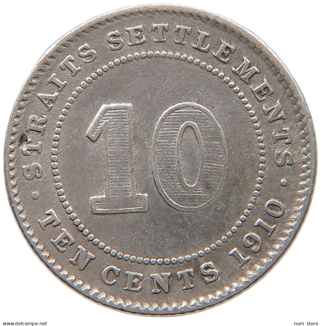 STRAITS SETTLEMENTS 10 CENTS 1910 EDWARD VII., 1901 - 1910 #MA 068297 - Colonie