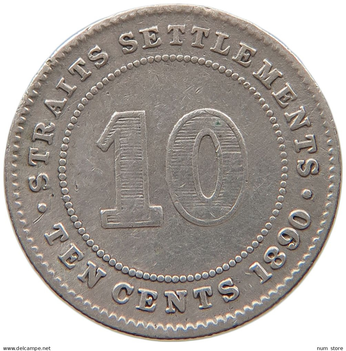 STRAITS SETTLEMENTS 10 CENTS 1890 H VICTORIA 1837-1901 #MA 068564 - Colonies