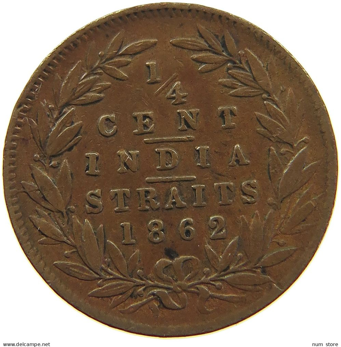 STRAITS SETTLEMENTS 1/4 CENT 1862 VICTORIA 1837-1901 RARE #MA 068545 - Colonies