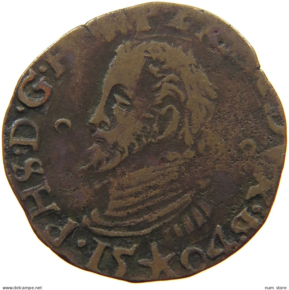 SPANISH NETHERLANDS DUIT GIGOT 1594 FELIPE II. MAASTRICHT #MA 021802 - Spanische Niederlande