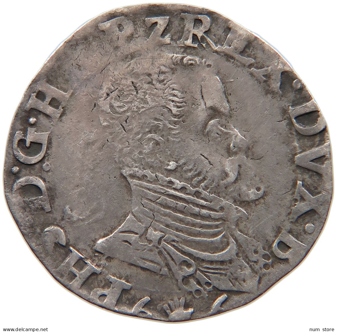 SPANISH NETHERLANDS 1/5 PHILIPSDAALDER ECU ESCUDO 1566 FELIPE II. 1556-1598 ANTWERP #MA 103996 - Spanische Niederlande