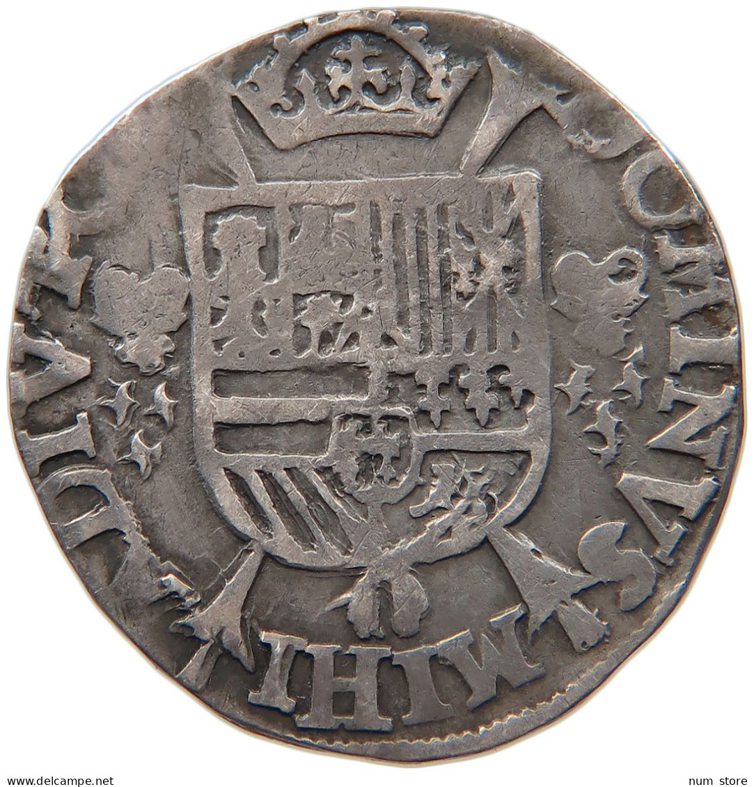 SPANISH NETHERLANDS 1/5 PHILIPSDAALDER ECU ESCUDO 1566 FELIPE II. 1556-1598 ANTWERP #MA 103996 - Países Bajos Españoles