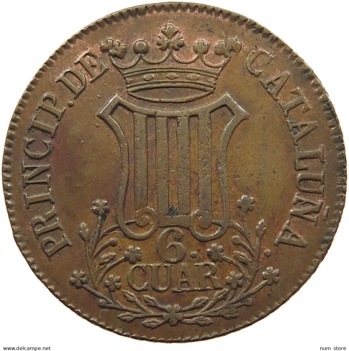 SPAIN CATALONIA 6 CUARTOS 1839 ISABELLA II. 1833 - 1868. #MA 005268 - Provincial Currencies