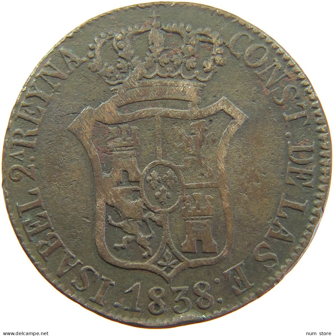 SPAIN CATALONIA 4 CUARTOS QUARTOS 1838 ISABELL II. (1833–1868) #MA 059627 - Provincial Currencies