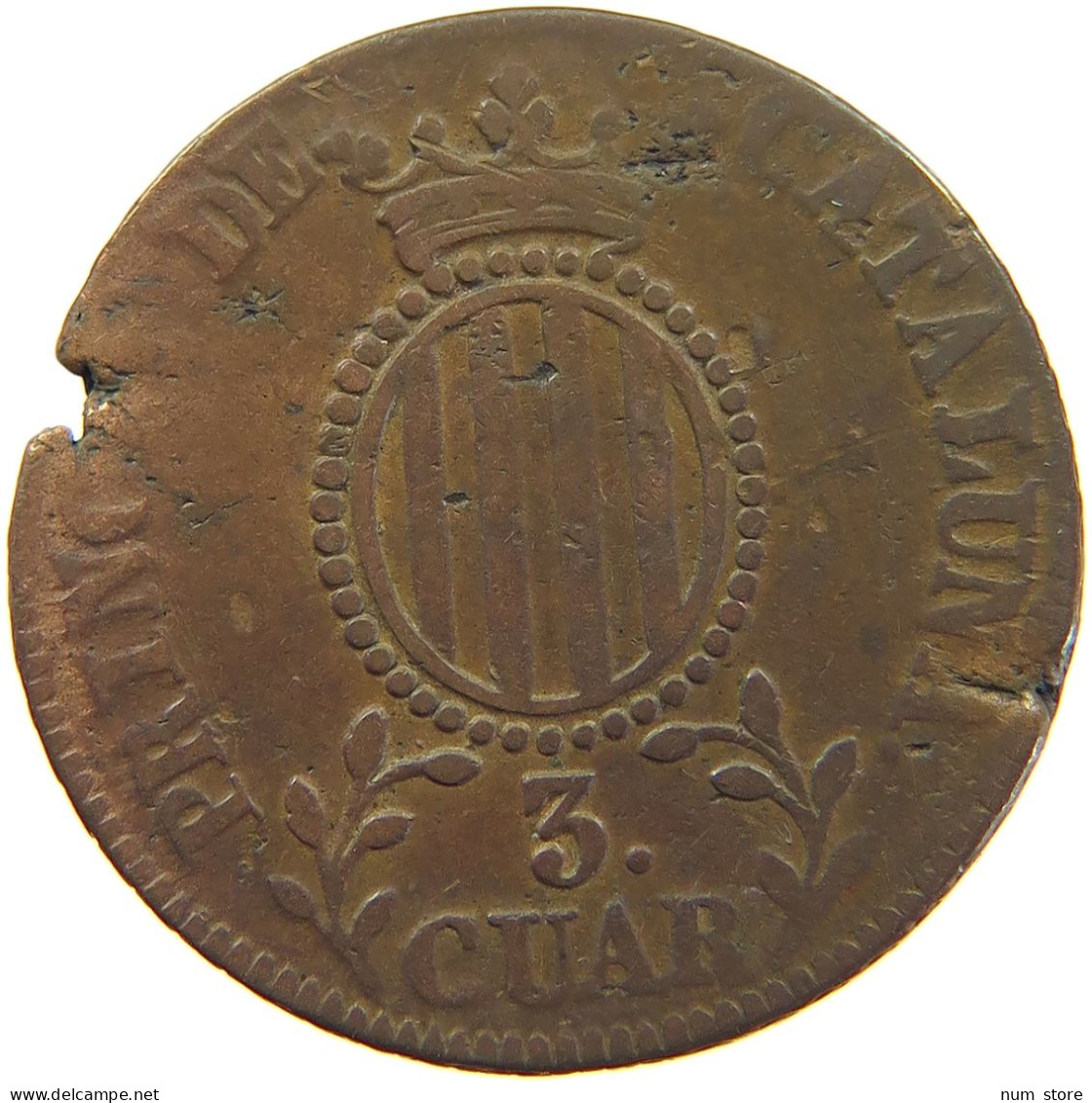 SPAIN CATALONIA 3 QUARTOS CUARTOS 1836 ISABELL II. (1833–1868) #MA 059624 - Monedas Provinciales