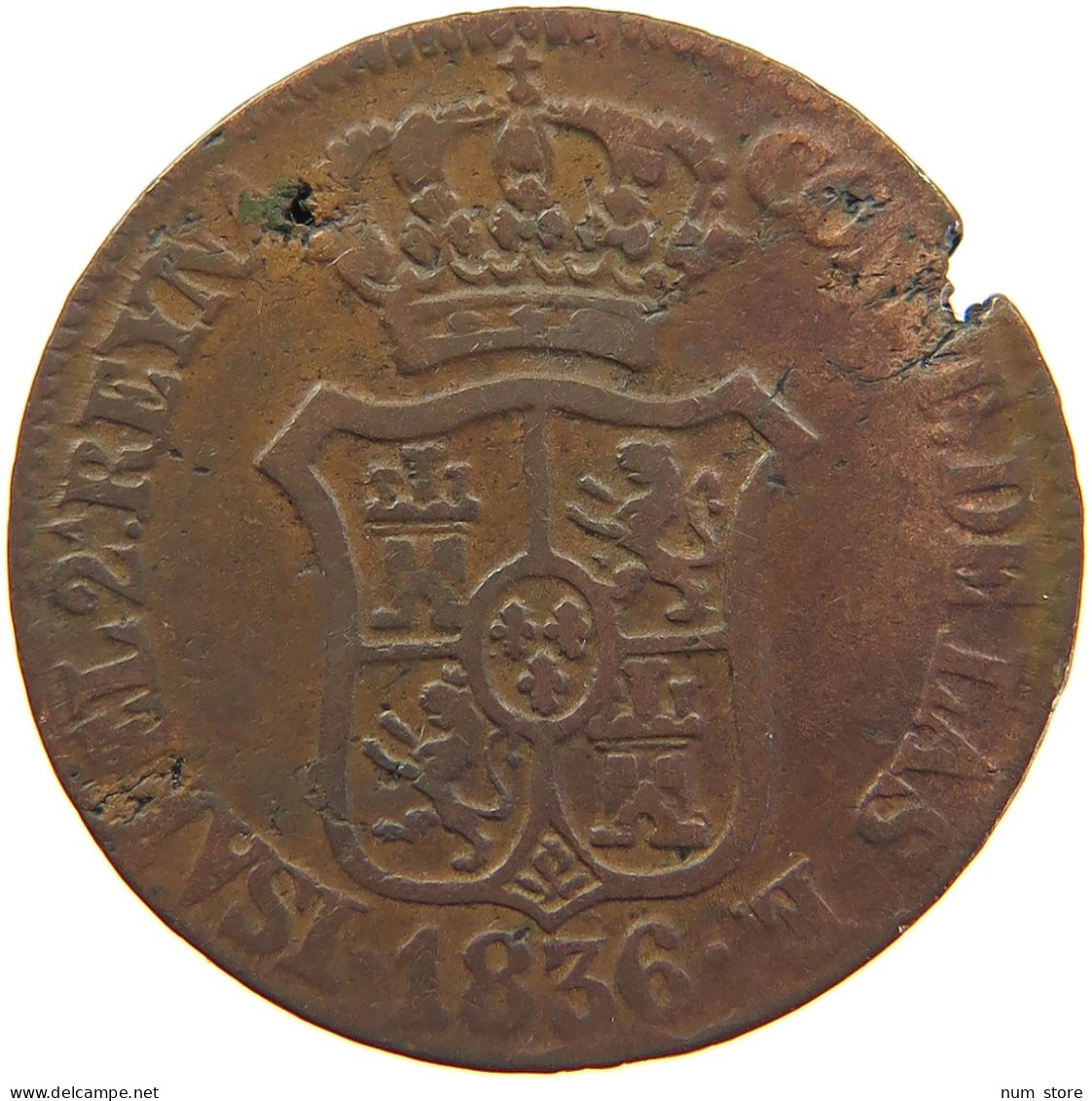 SPAIN CATALONIA 3 QUARTOS CUARTOS 1836 ISABELL II. (1833–1868) #MA 059624 - Monedas Provinciales