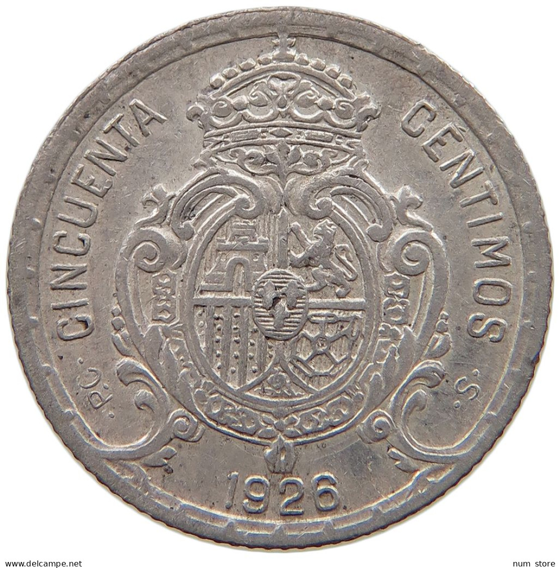 SPAIN 50 CENTIMOS 1926  #MA 021155 - Premières Frappes