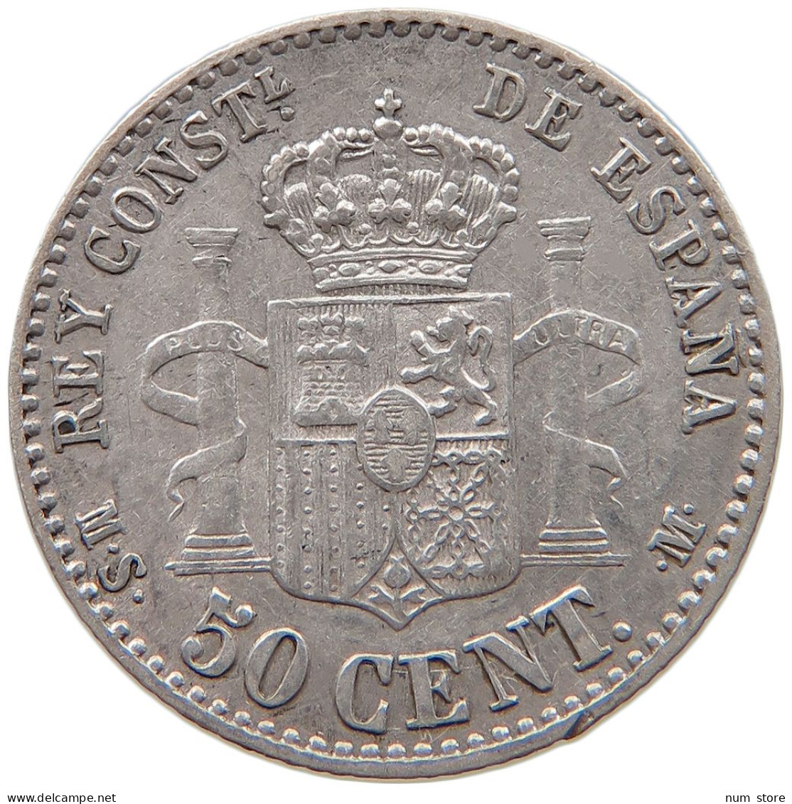 SPAIN 50 CENTIMOS 1880 ALFONSO XII. (1874–1885) #MA 065717 - Premières Frappes