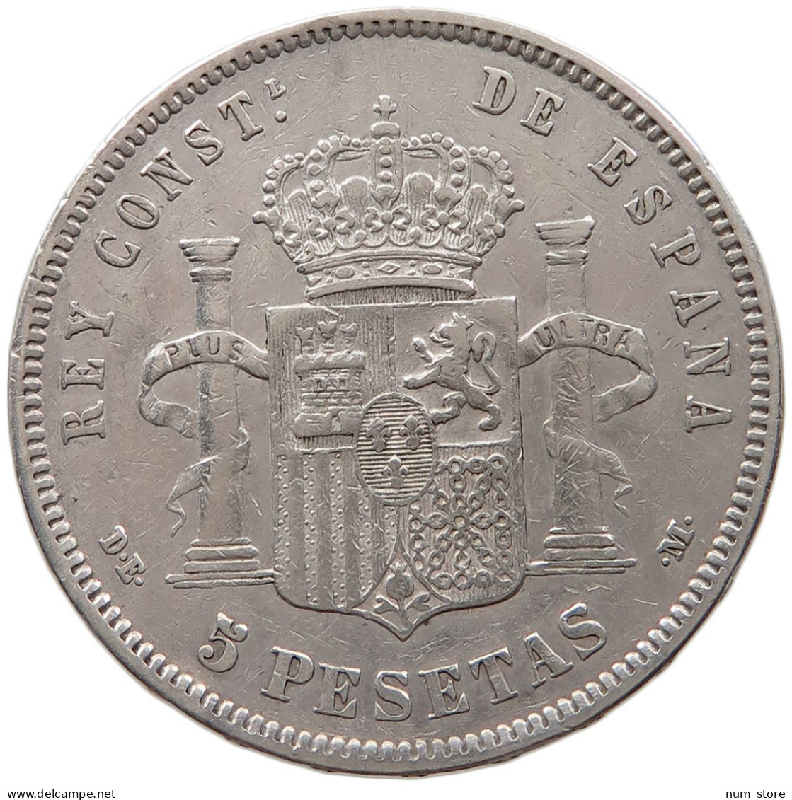 SPAIN 5 PESETAS 1877 DE-M ALFONSO XII. (1874–1885) #MA 059579 - Premières Frappes